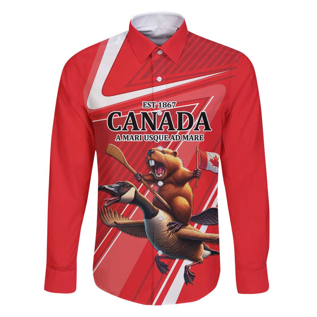 Personalized Beaver and Goose Happy Canada Day Family Matching Mermaid Dress and Hawaiian Shirt Est 1867 A Mari Usque Ad Mare