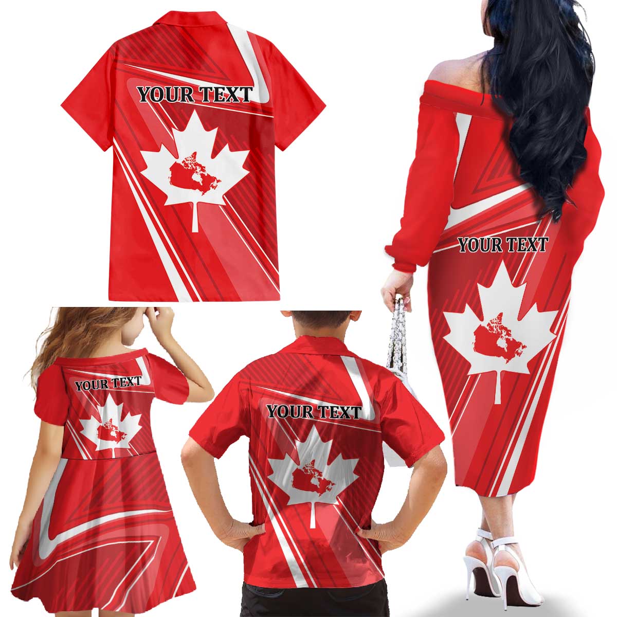 Personalized Beaver and Goose Happy Canada Day Family Matching Off The Shoulder Long Sleeve Dress and Hawaiian Shirt Est 1867 A Mari Usque Ad Mare