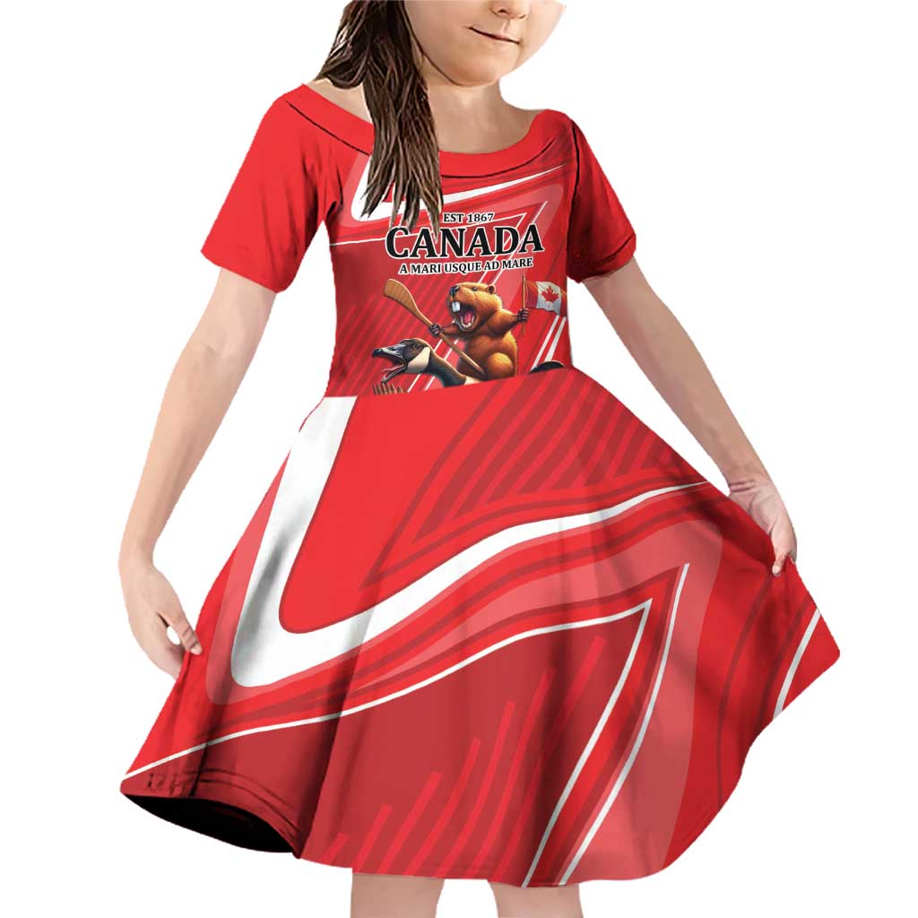 Personalized Beaver and Goose Happy Canada Day Family Matching Off Shoulder Short Dress and Hawaiian Shirt Est 1867 A Mari Usque Ad Mare