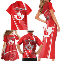 Personalized Beaver and Goose Happy Canada Day Family Matching Short Sleeve Bodycon Dress and Hawaiian Shirt Est 1867 A Mari Usque Ad Mare