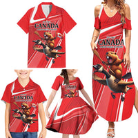 Personalized Beaver and Goose Happy Canada Day Family Matching Summer Maxi Dress and Hawaiian Shirt Est 1867 A Mari Usque Ad Mare