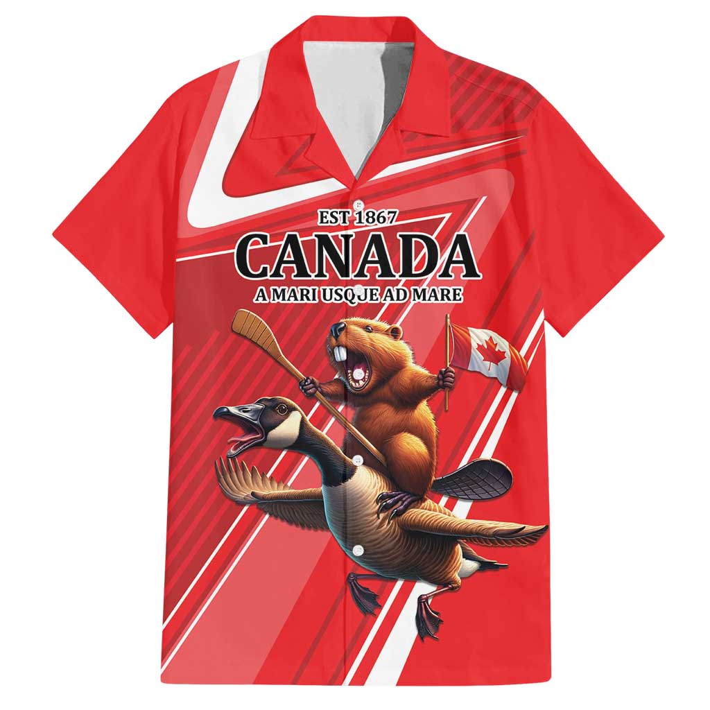 Personalized Beaver and Goose Happy Canada Day Family Matching Summer Maxi Dress and Hawaiian Shirt Est 1867 A Mari Usque Ad Mare