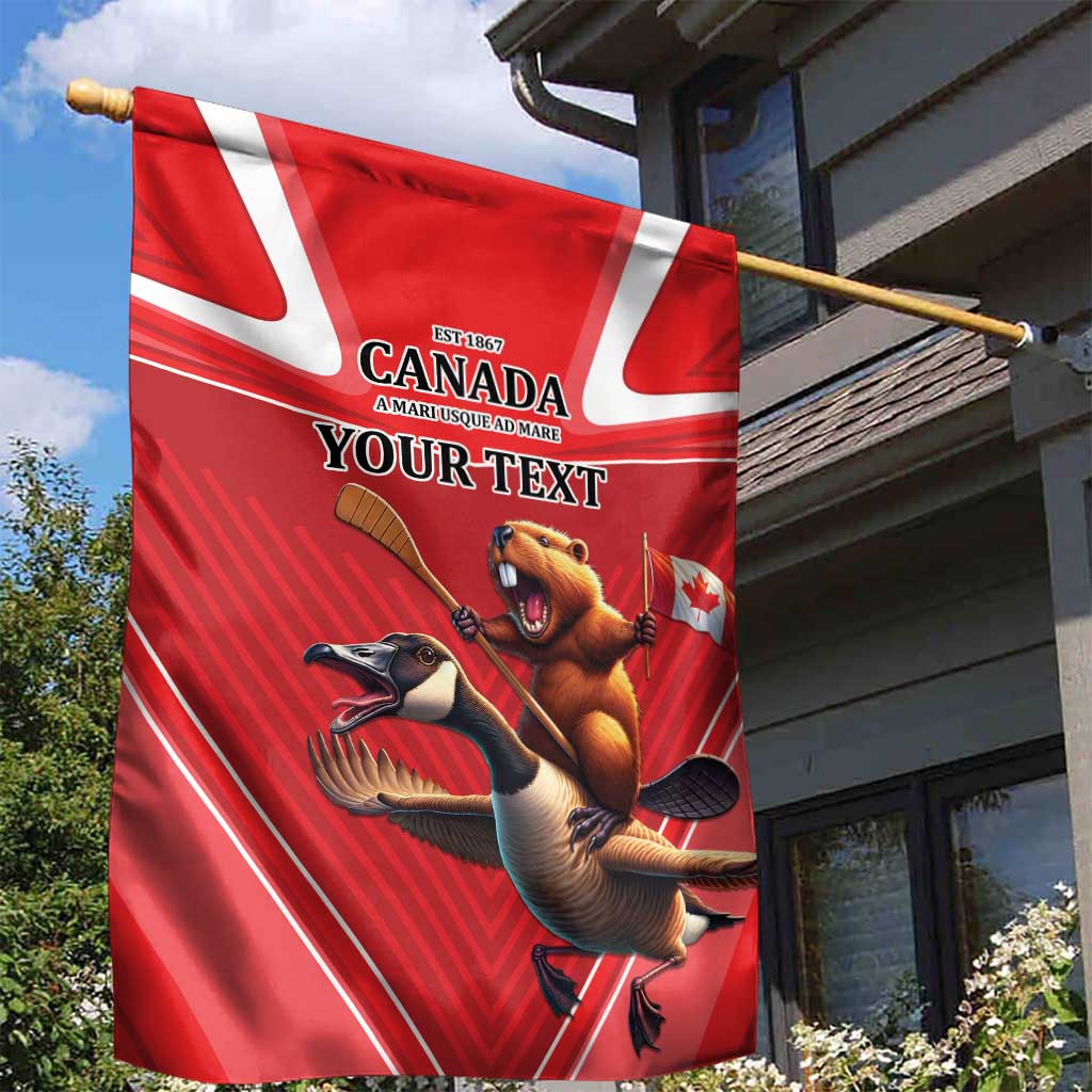 Personalized Beaver and Goose Happy Canada Day Garden Flag Est 1867 A Mari Usque Ad Mare