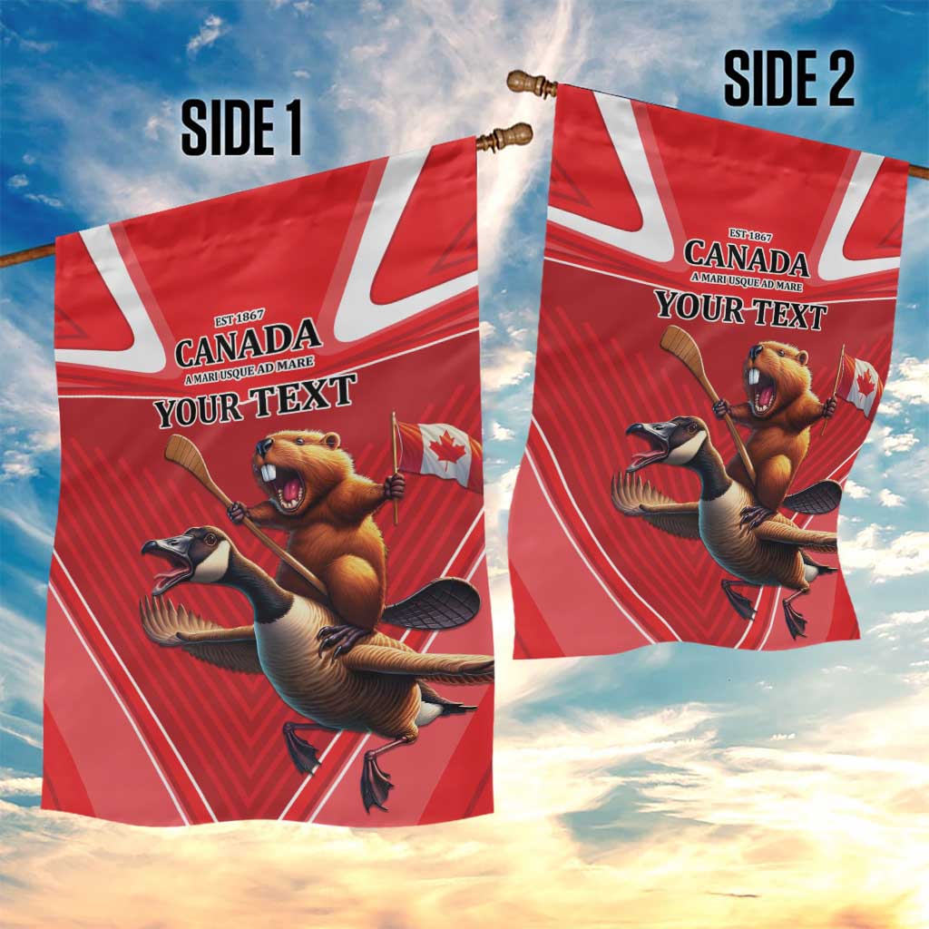 Personalized Beaver and Goose Happy Canada Day Garden Flag Est 1867 A Mari Usque Ad Mare