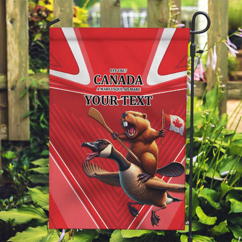 Personalized Beaver and Goose Happy Canada Day Garden Flag Est 1867 A Mari Usque Ad Mare