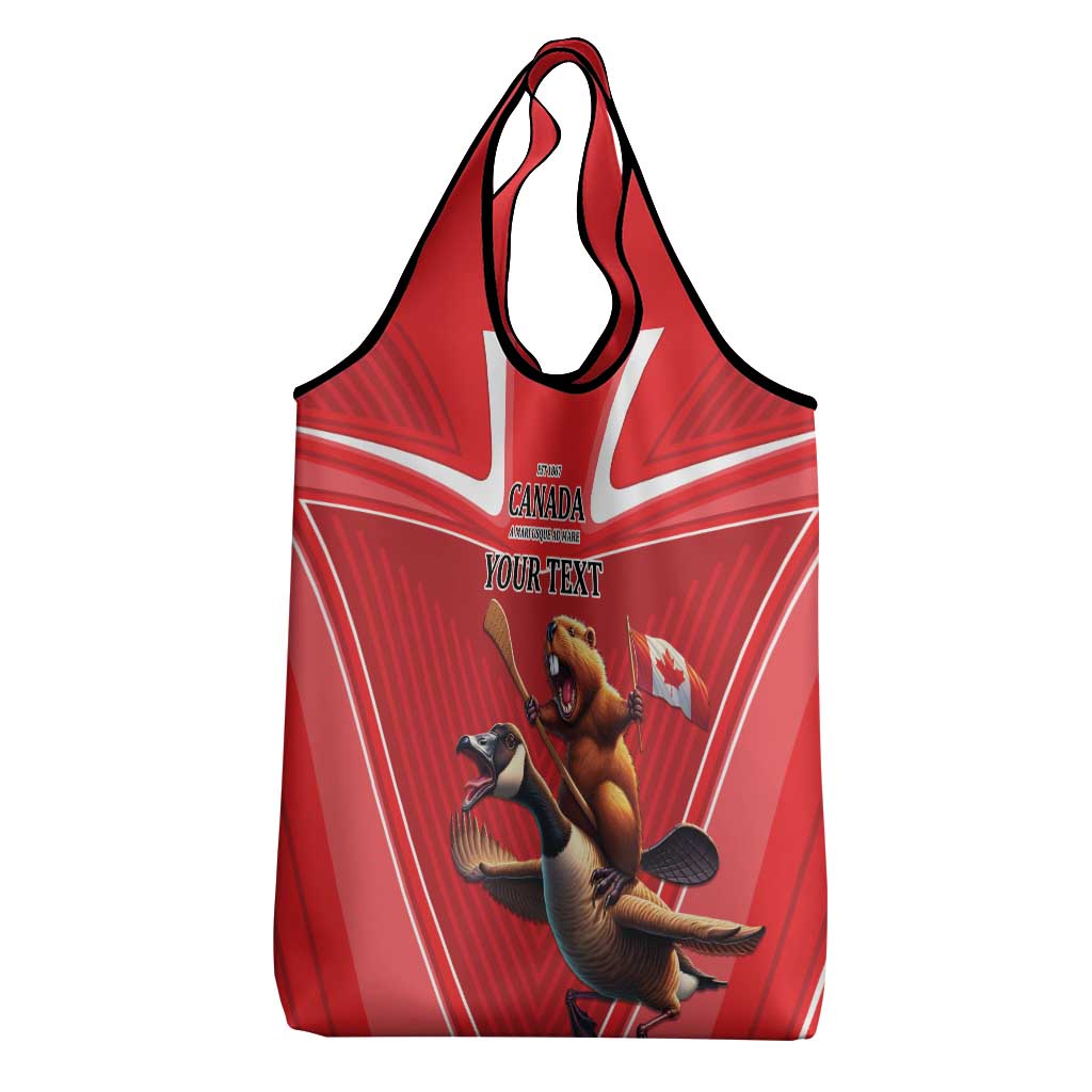Personalized Beaver and Goose Happy Canada Day Grocery Bag Est 1867 A Mari Usque Ad Mare