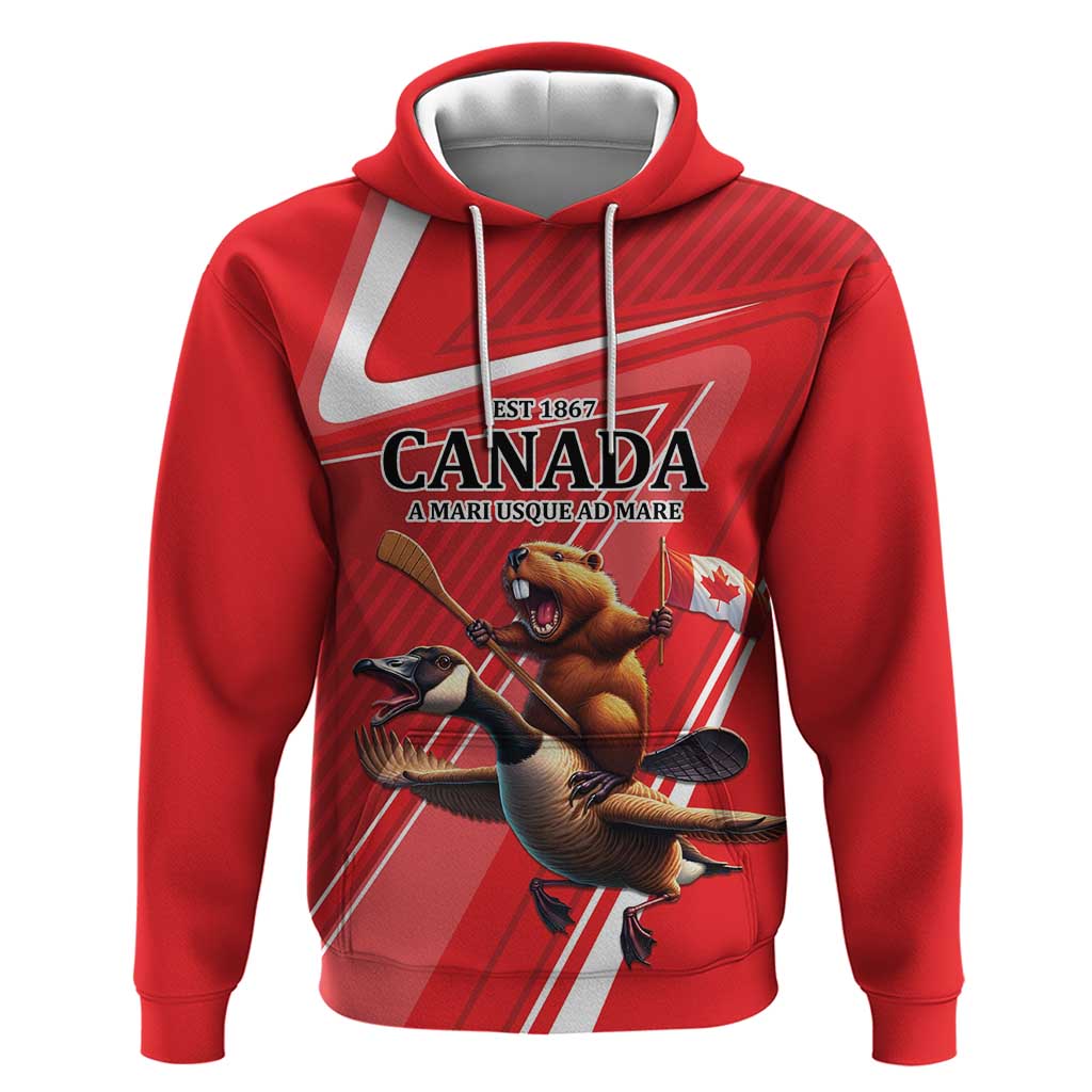 Personalized Beaver and Goose Happy Canada Day Hoodie Est 1867 A Mari Usque Ad Mare