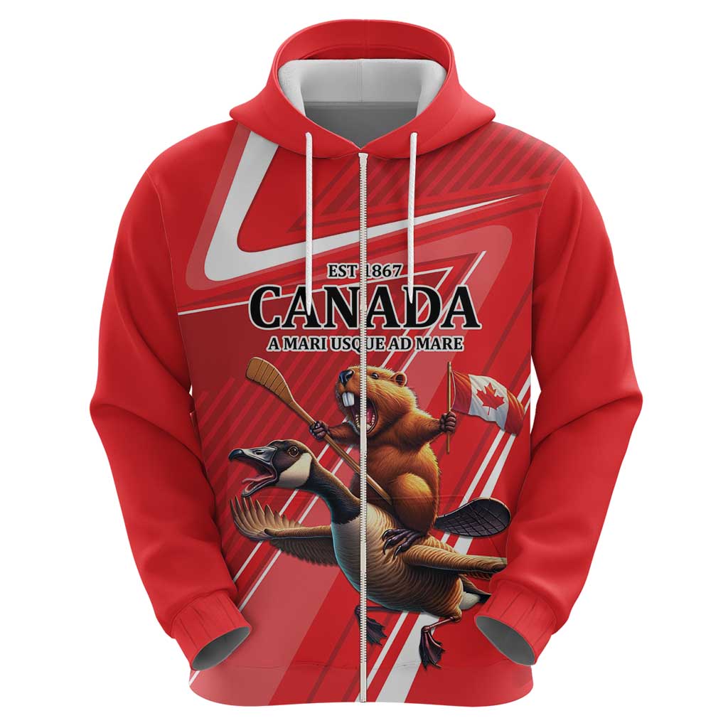 Personalized Beaver and Goose Happy Canada Day Hoodie Est 1867 A Mari Usque Ad Mare