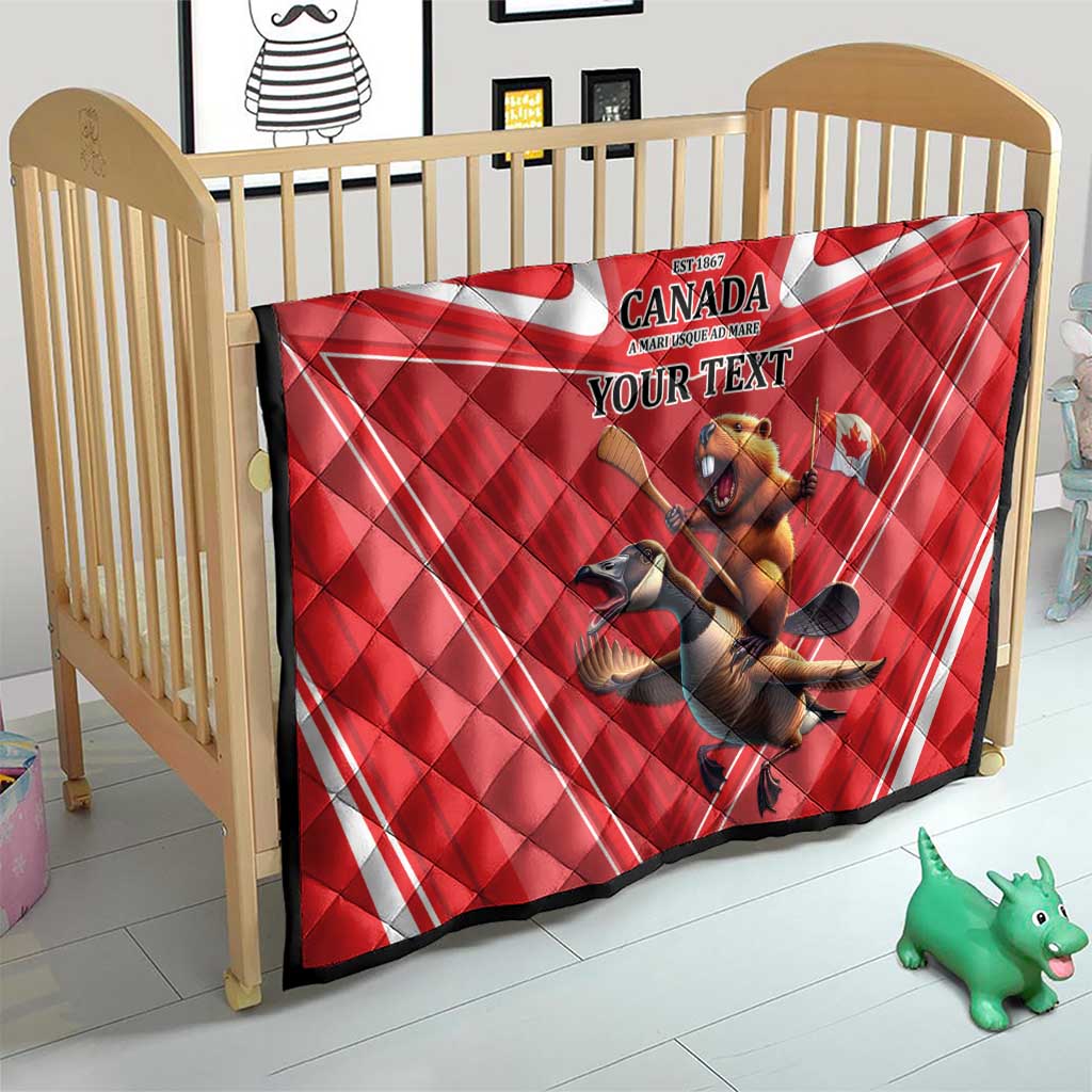 Personalized Beaver and Goose Happy Canada Day Quilt Est 1867 A Mari Usque Ad Mare