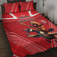 Personalized Beaver and Goose Happy Canada Day Quilt Bed Set Est 1867 A Mari Usque Ad Mare