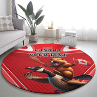 Personalized Beaver and Goose Happy Canada Day Round Carpet Est 1867 A Mari Usque Ad Mare