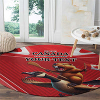 Personalized Beaver and Goose Happy Canada Day Round Carpet Est 1867 A Mari Usque Ad Mare