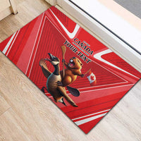 Personalized Beaver and Goose Happy Canada Day Rubber Doormat Est 1867 A Mari Usque Ad Mare