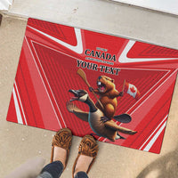 Personalized Beaver and Goose Happy Canada Day Rubber Doormat Est 1867 A Mari Usque Ad Mare