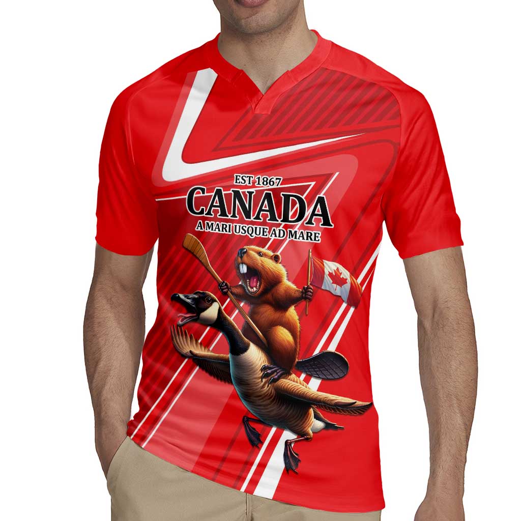 Personalized Beaver and Goose Happy Canada Day Rugby Jersey Est 1867 A Mari Usque Ad Mare