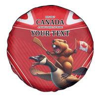Personalized Beaver and Goose Happy Canada Day Spare Tire Cover Est 1867 A Mari Usque Ad Mare