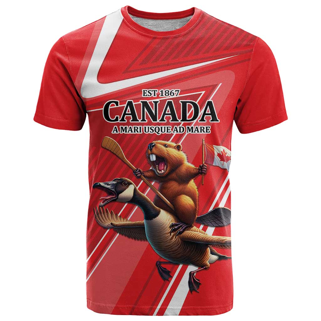Personalized Beaver and Goose Happy Canada Day T Shirt Est 1867 A Mari Usque Ad Mare