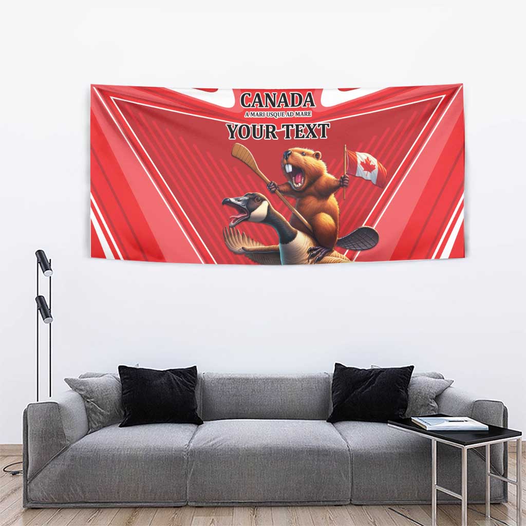 Personalized Beaver and Goose Happy Canada Day Tapestry Est 1867 A Mari Usque Ad Mare