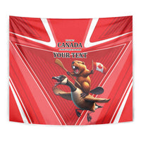 Personalized Beaver and Goose Happy Canada Day Tapestry Est 1867 A Mari Usque Ad Mare