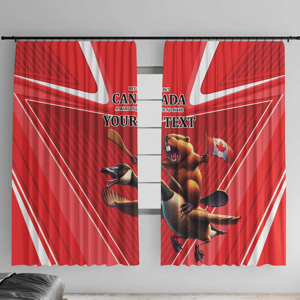 Personalized Beaver and Goose Happy Canada Day Window Curtain Est 1867 A Mari Usque Ad Mare