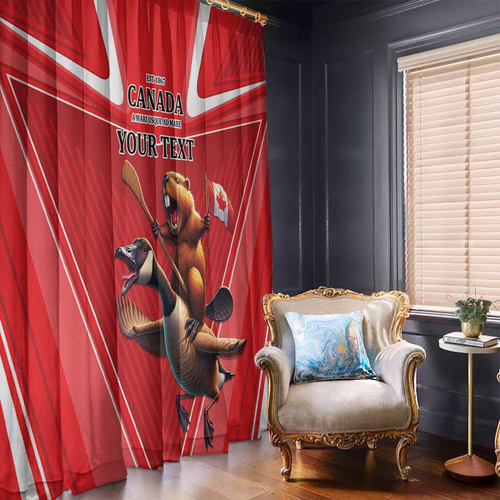 Personalized Beaver and Goose Happy Canada Day Window Curtain Est 1867 A Mari Usque Ad Mare