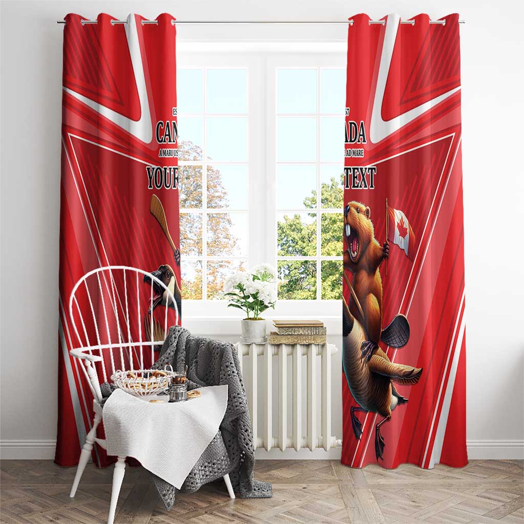 Personalized Beaver and Goose Happy Canada Day Window Curtain Est 1867 A Mari Usque Ad Mare
