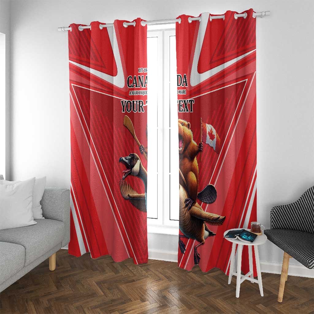 Personalized Beaver and Goose Happy Canada Day Window Curtain Est 1867 A Mari Usque Ad Mare