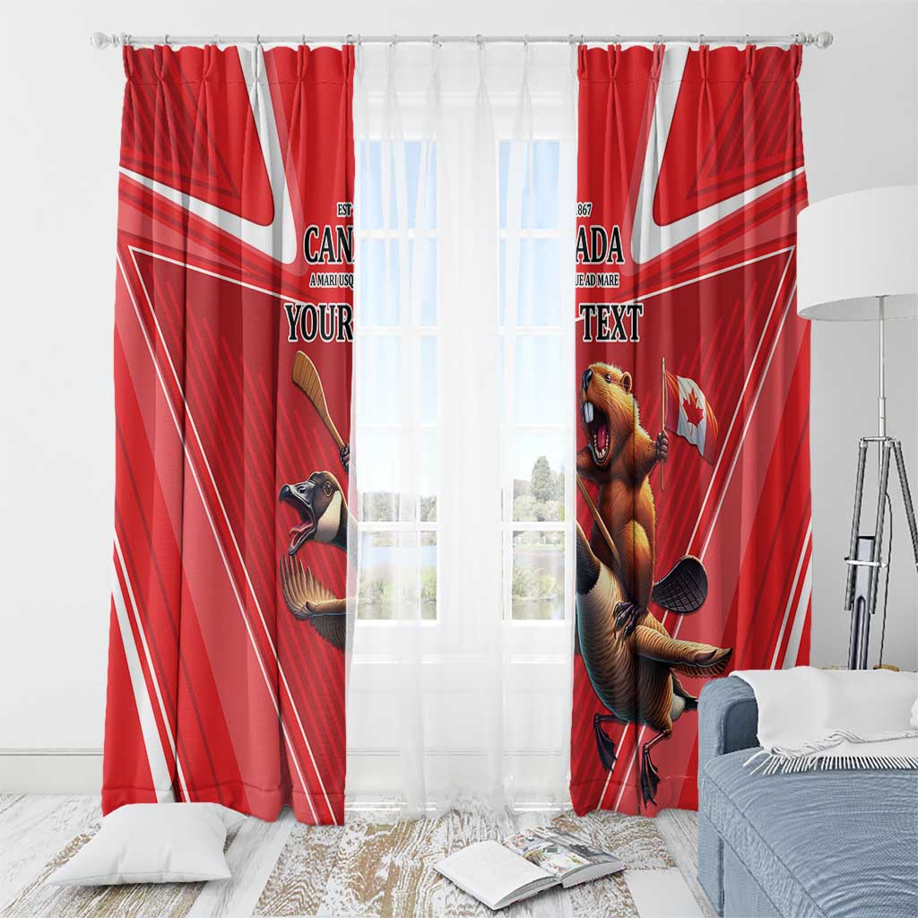 Personalized Beaver and Goose Happy Canada Day Window Curtain Est 1867 A Mari Usque Ad Mare