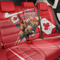 Personalized Beaver and Moose Happy Canada Day Back Car Seat Cover Est 1867 A Mari Usque Ad Mare