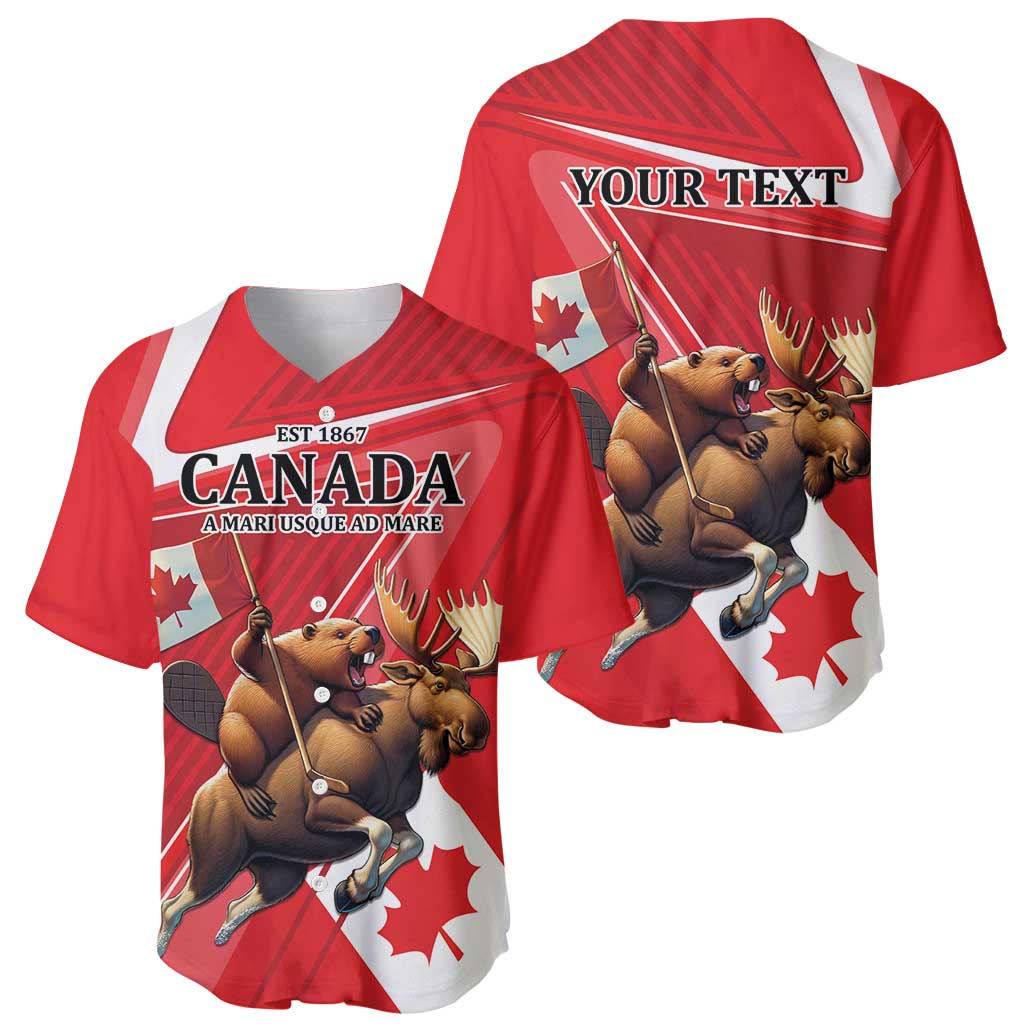 Personalized Beaver and Moose Happy Canada Day Baseball Jersey Est 1867 A Mari Usque Ad Mare