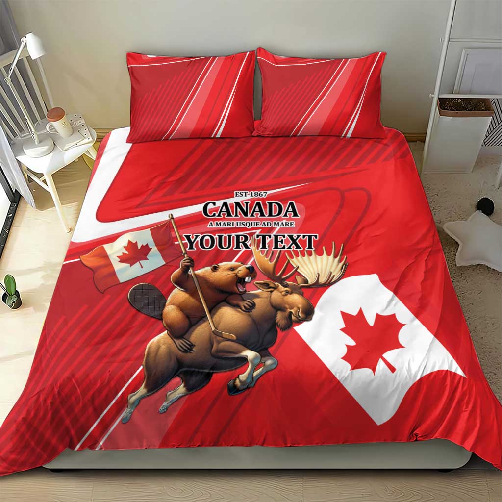 Personalized Beaver and Moose Happy Canada Day Bedding Set Est 1867 A Mari Usque Ad Mare