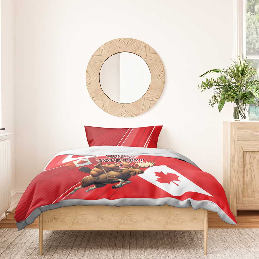 Personalized Beaver and Moose Happy Canada Day Bedding Set Est 1867 A Mari Usque Ad Mare