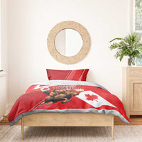 Personalized Beaver and Moose Happy Canada Day Bedding Set Est 1867 A Mari Usque Ad Mare