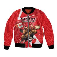 Personalized Beaver and Moose Happy Canada Day Bomber Jacket Est 1867 A Mari Usque Ad Mare