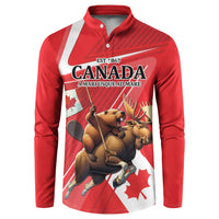 Personalized Beaver and Moose Happy Canada Day Button Sweatshirt Est 1867 A Mari Usque Ad Mare