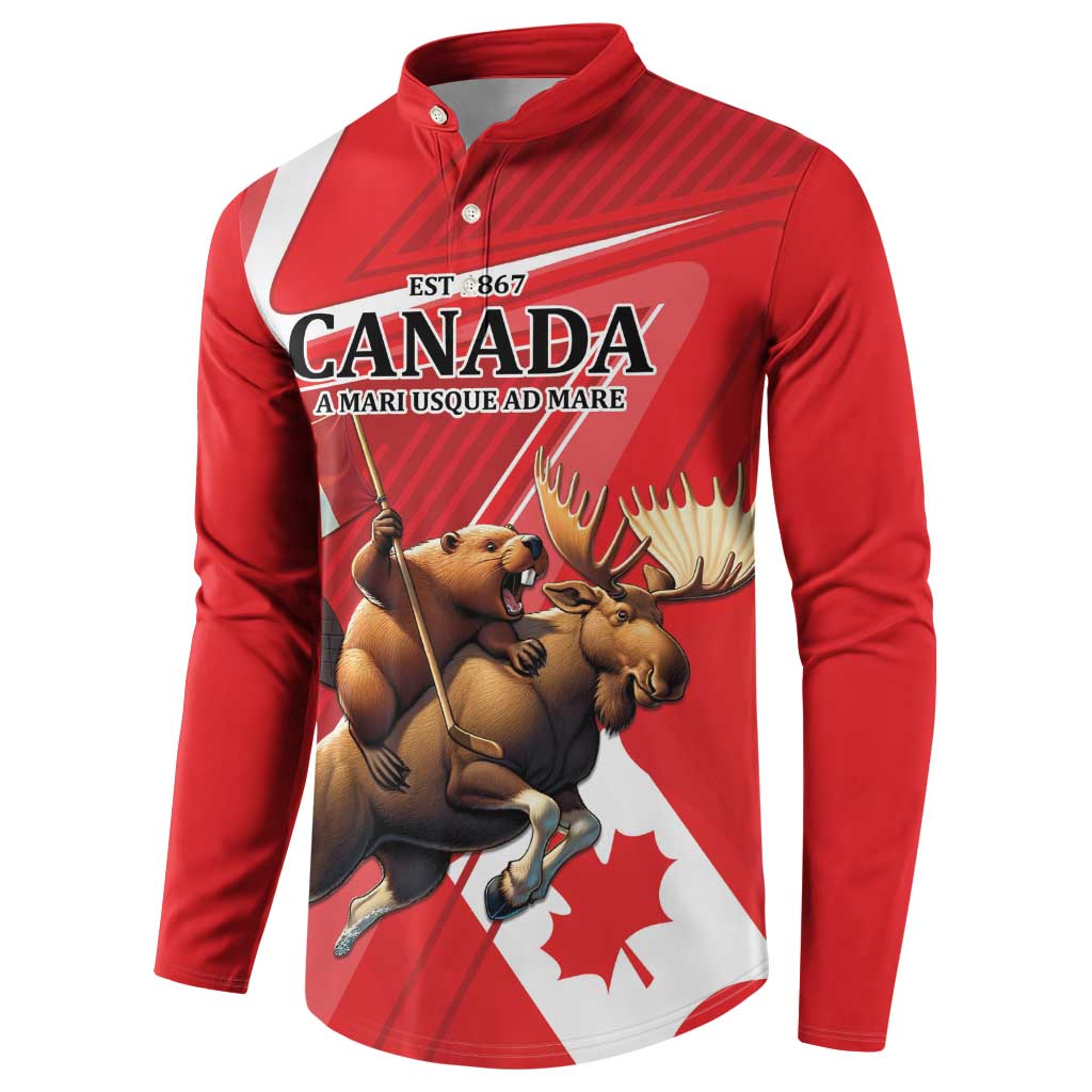 Personalized Beaver and Moose Happy Canada Day Button Sweatshirt Est 1867 A Mari Usque Ad Mare