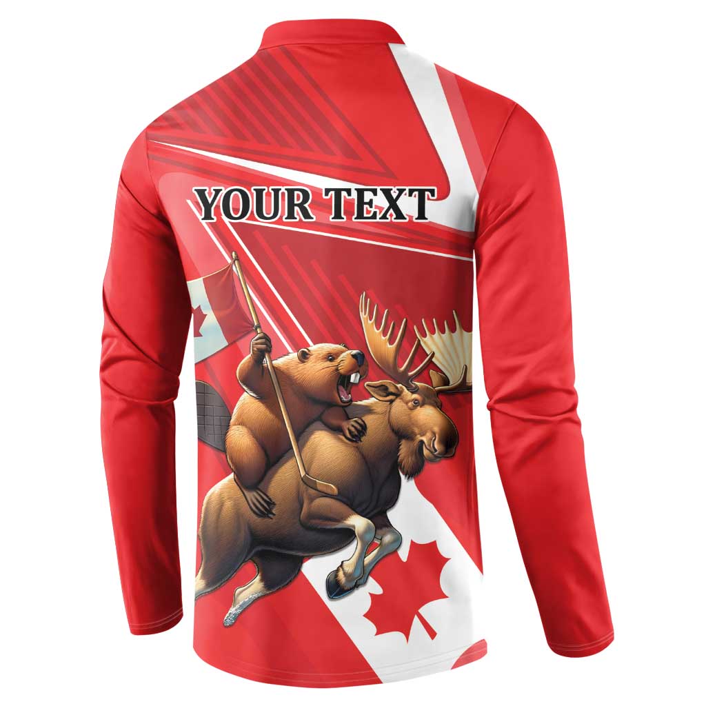 Personalized Beaver and Moose Happy Canada Day Button Sweatshirt Est 1867 A Mari Usque Ad Mare