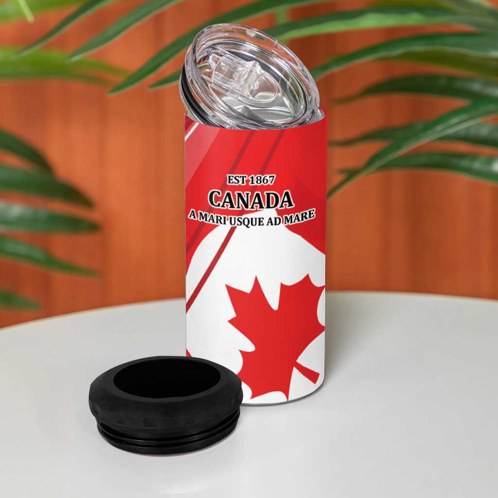 Personalized Beaver and Moose Happy Canada Day 4 in 1 Can Cooler Tumbler Est 1867 A Mari Usque Ad Mare