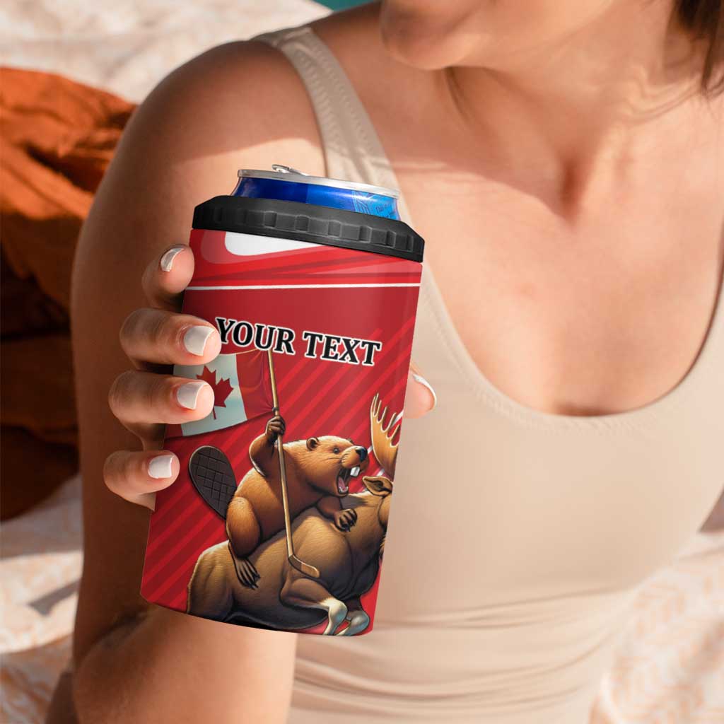 Personalized Beaver and Moose Happy Canada Day 4 in 1 Can Cooler Tumbler Est 1867 A Mari Usque Ad Mare