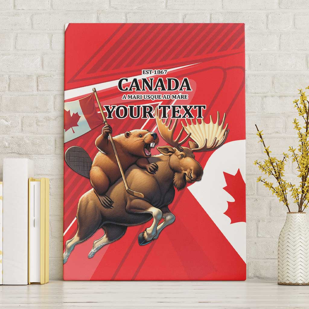 Personalized Beaver and Moose Happy Canada Day Canvas Wall Art Est 1867 A Mari Usque Ad Mare