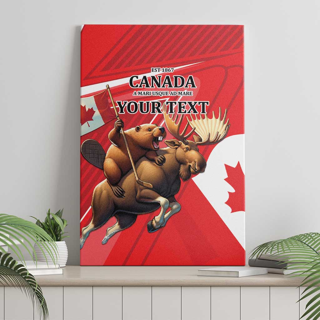 Personalized Beaver and Moose Happy Canada Day Canvas Wall Art Est 1867 A Mari Usque Ad Mare