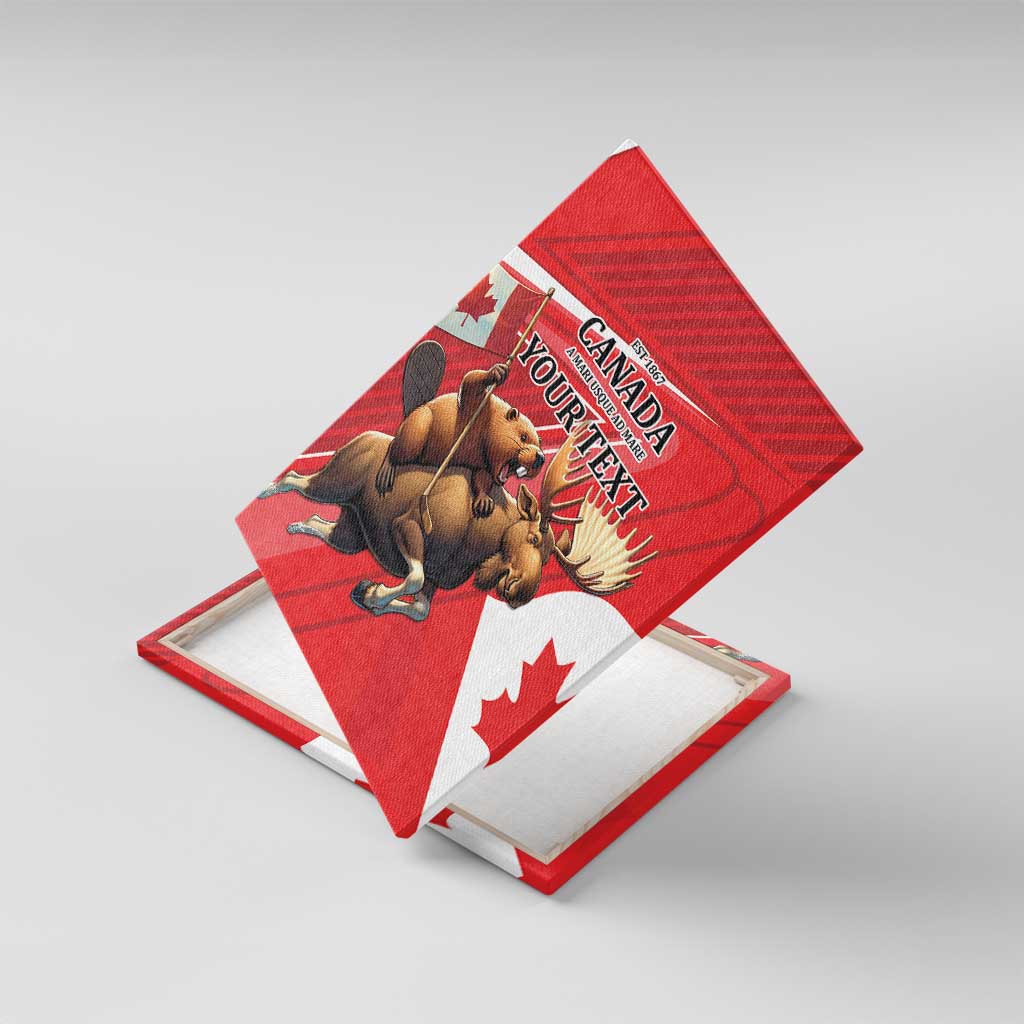Personalized Beaver and Moose Happy Canada Day Canvas Wall Art Est 1867 A Mari Usque Ad Mare