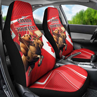 Personalized Beaver and Moose Happy Canada Day Car Seat Cover Est 1867 A Mari Usque Ad Mare