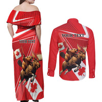 Personalized Beaver and Moose Happy Canada Day Couples Matching Off Shoulder Maxi Dress and Long Sleeve Button Shirt Est 1867 A Mari Usque Ad Mare