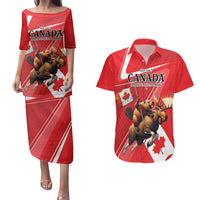 Personalized Beaver and Moose Happy Canada Day Couples Matching Puletasi and Hawaiian Shirt Est 1867 A Mari Usque Ad Mare