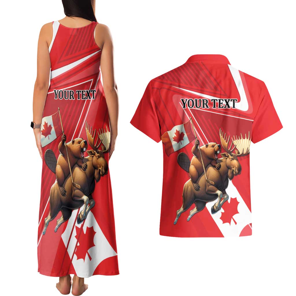 Personalized Beaver and Moose Happy Canada Day Couples Matching Tank Maxi Dress and Hawaiian Shirt Est 1867 A Mari Usque Ad Mare