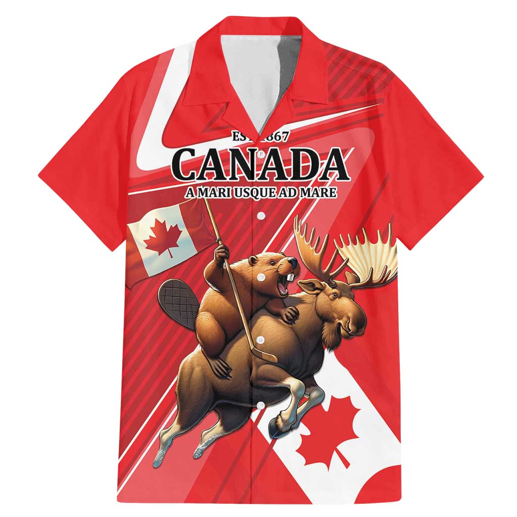 Personalized Beaver and Moose Happy Canada Day Family Matching Mermaid Dress and Hawaiian Shirt Est 1867 A Mari Usque Ad Mare