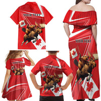 Personalized Beaver and Moose Happy Canada Day Family Matching Off Shoulder Maxi Dress and Hawaiian Shirt Est 1867 A Mari Usque Ad Mare