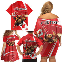 Personalized Beaver and Moose Happy Canada Day Family Matching Off Shoulder Short Dress and Hawaiian Shirt Est 1867 A Mari Usque Ad Mare