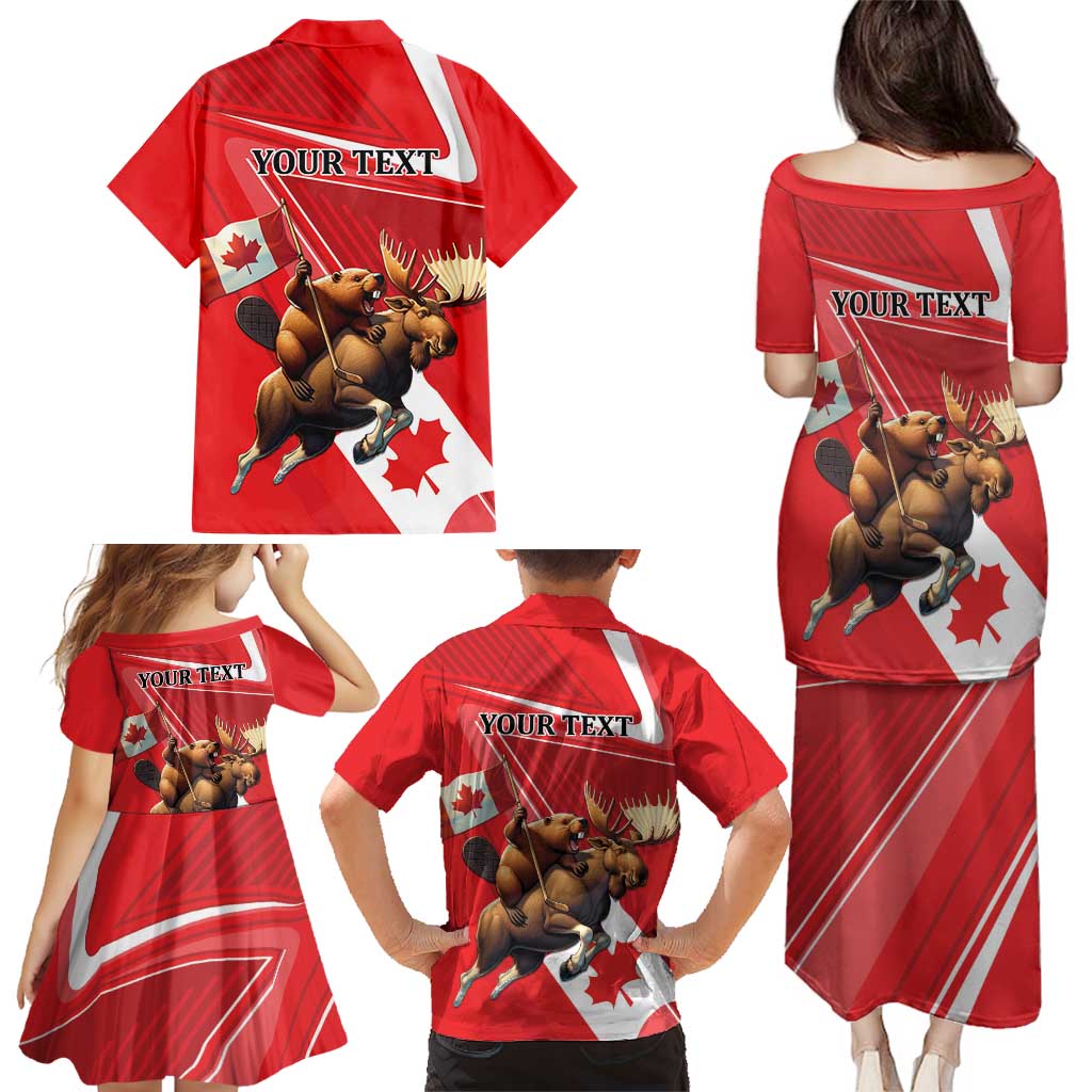Personalized Beaver and Moose Happy Canada Day Family Matching Puletasi and Hawaiian Shirt Est 1867 A Mari Usque Ad Mare